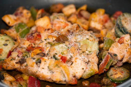 Ratatouille is a French Provencal stewed vegetable dish, originating in Nice. Recipe ingredients include tomato, garlic, onion, zucchini, aubergine (eggplant), bell pepper, and some combination of leafy green herbs common to the region.