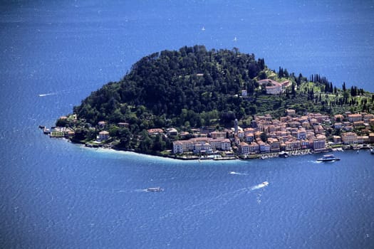 Areal view of Bellagio on Lake Como