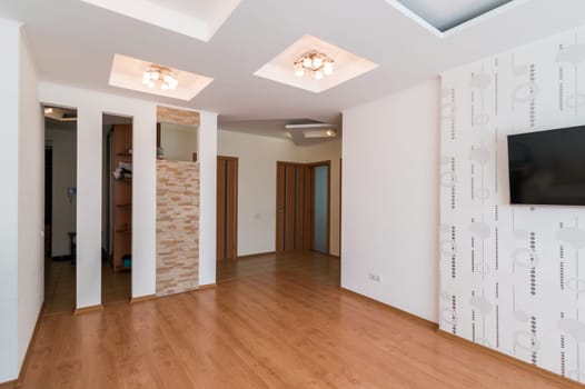 Russia, Moscow- June 11, 2019: interior room apartment. standard repair decoration in hostel