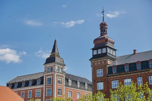FREDERICIA, DENMARK - MAY 24, 2017: Summer morning view of streets in Fredericia city, Denmark. City was founded in 1650 by Frederick III, after whom it was named.