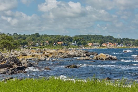 Coast line of Baltic Sea near the village of Svaneke on Island Bornholm in Denmark.
