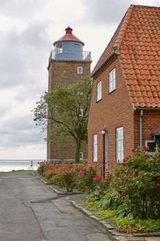 Lighthouse tower in Svaneke on the island Bornholm. Denmark.