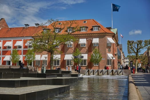 FREDERICIA, DENMARK - MAY 24, 2017: Summer morning view of streets in Fredericia city, Denmark. City was founded in 1650 by Frederick III, after whom it was named.