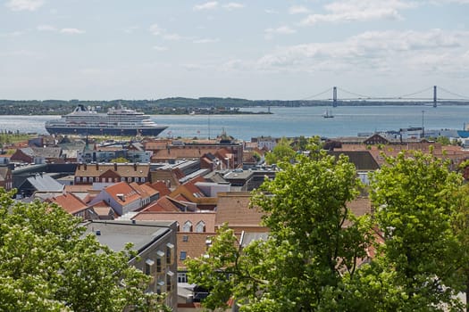 FREDERICIA, DENMARK - MAY 24, 2017: Summer morning view of streets in Fredericia city, Denmark. City was founded in 1650 by Frederick III, after whom it was named.