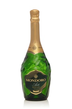 St.Petersburg, Russia - October 2019 - Mondoro Asti. Champagne. Italian. Bottle of Mondoro Asti champagne isolated on a white background.