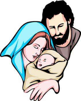 christmas holy family baby jesus nazareth bible birth illustration