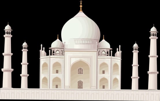 tajmahal india dome palace white black background illustration