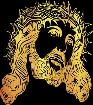 Jesus christ cross metallic golden illustration biblical pray