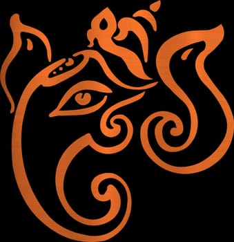 orange metallic ganesha head diwali indian hindu traditional illustration