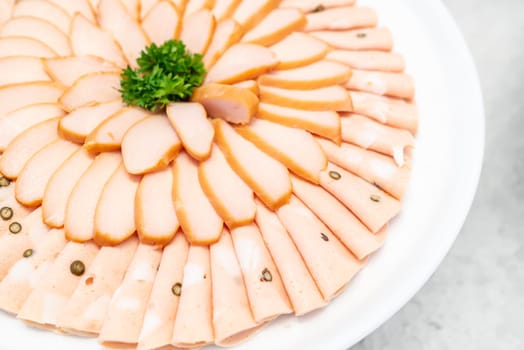 Variety of Cold cut, Chicken and pork, for salad station in buffet line