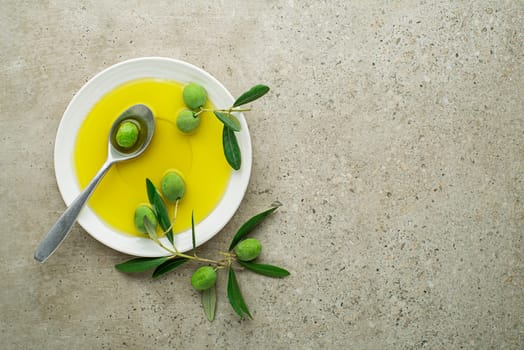 Healthy olive oil with olives ingredients close up. Healthy concept