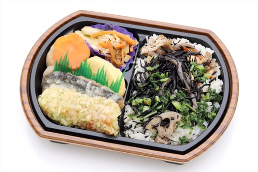 Japanese bento lunch isolated on white background