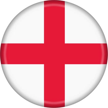 Button featuring the England flag  isolated on a white background with clipping path.