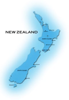 simple map of new zealand with major cities