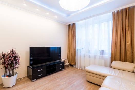 Russia, Moscow- June 11, 2019: interior room apartment. standard repair decoration in hostel