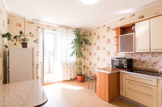 Russia, Moscow- June 11, 2019: interior room apartment. standard repair decoration in hostel