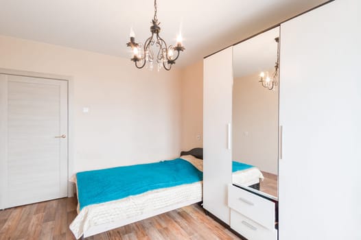Russia, Moscow- June 11, 2019: interior room apartment. standard repair decoration in hostel