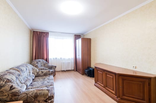 Russia, Moscow- June 11, 2019: interior room apartment. standard repair decoration in hostel