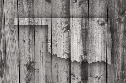 Map of Oklahoma on weathered wood