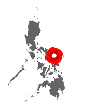 Karte der Philippinen und Hurrikansymbol