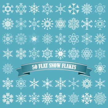 collection of different abstract snow flakes for christmas and winter time