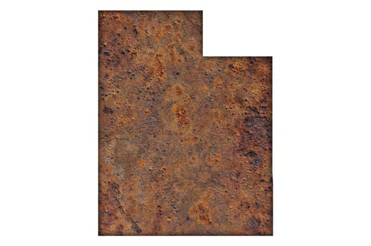 Map of Utah on rusty metal