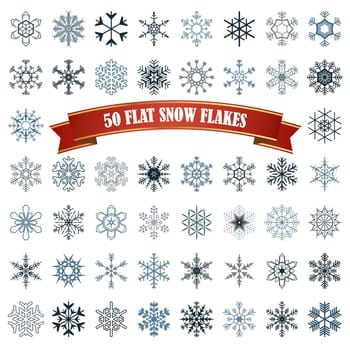 collection of different abstract snow flakes for christmas and winter time