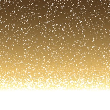vector file with beautiful falling snow flakes on golden colored background