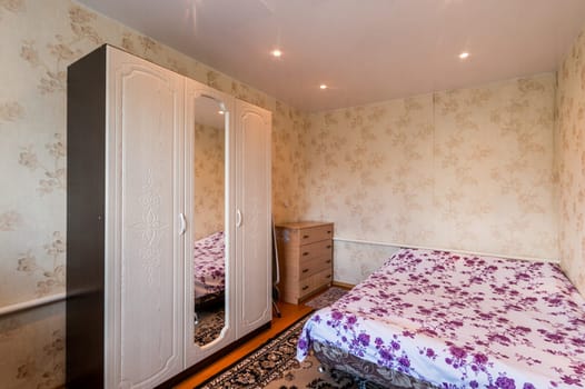 Russia, Moscow- June 12, 2019: interior room apartment. standard repair decoration in hostel