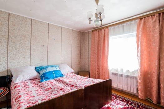 Russia, Moscow- June 12, 2019: interior room apartment. standard repair decoration in hostel
