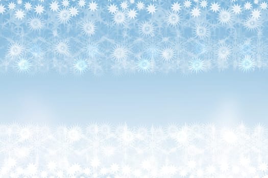 Party invitation template. Abstract festive light blue white winter christmas or New Year party invitation background texture with stars and a blue frame. Space.