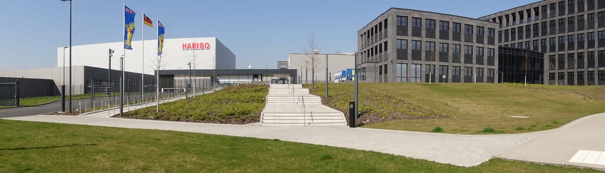 New head office and production facility of HARIBO GmbH & CoKG, Europe's largest confectionery manufacturer, Grafschaft, Rhineland-Palatinate