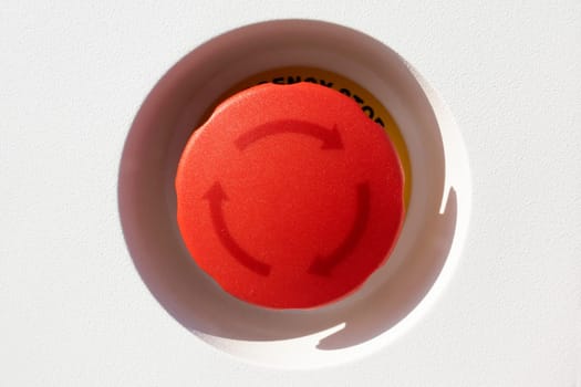 Red turning on Button in detail with arrows