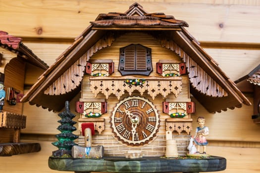 Decorative wooden Cuckoo clock in Detail