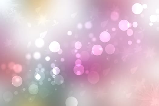 A festive abstract gradient pink gray silver background texture with glitter defocused sparkle bokeh circles and stars. Card concept for Happy New Year, party invitation, valentine or other holidays.