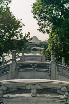 Twin marble bridges on Shan Lake, Guilin town, Guangxi Province, China