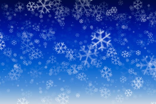 blue winter background with snowflakes