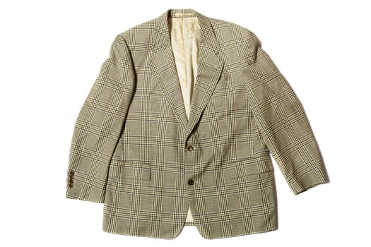 Vintage mens wool blazer on white background