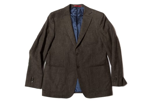 Vintage mens wool blazer on white background