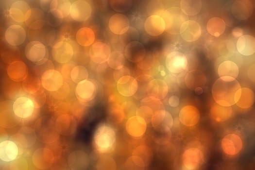 A festive abstract orange pink yellow gradient background texture with glitter defocused sparkle bokeh circles and stars. Card concept for Happy New Year, party invitation, valentine or other holidays.