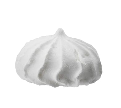 Levitating white meringues closeup on a white background