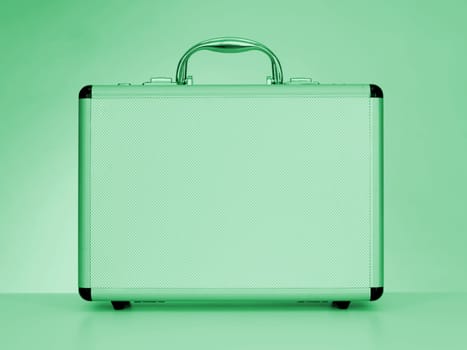 A close up shot of a metal brief case