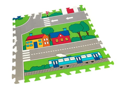 A close up shot of a childs play mat