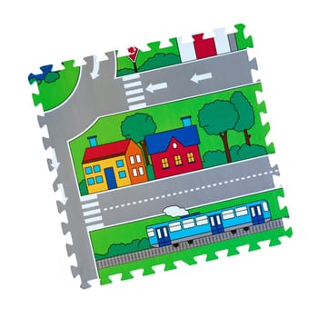 A close up shot of a childs play mat