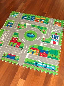 A close up shot of a childs play mat