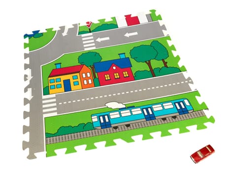 A close up shot of a childs play mat