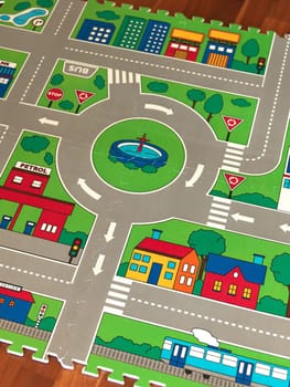 A close up shot of a childs play mat