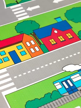 A close up shot of a childs play mat