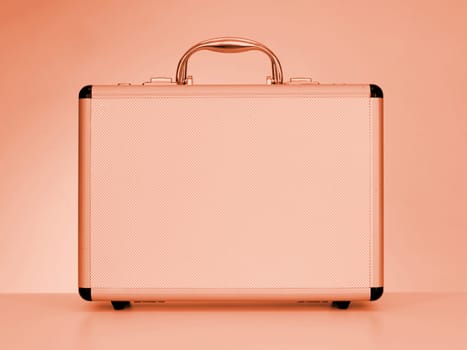 A close up shot of a metal brief case