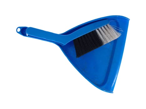 A close up shot of blue dustpan